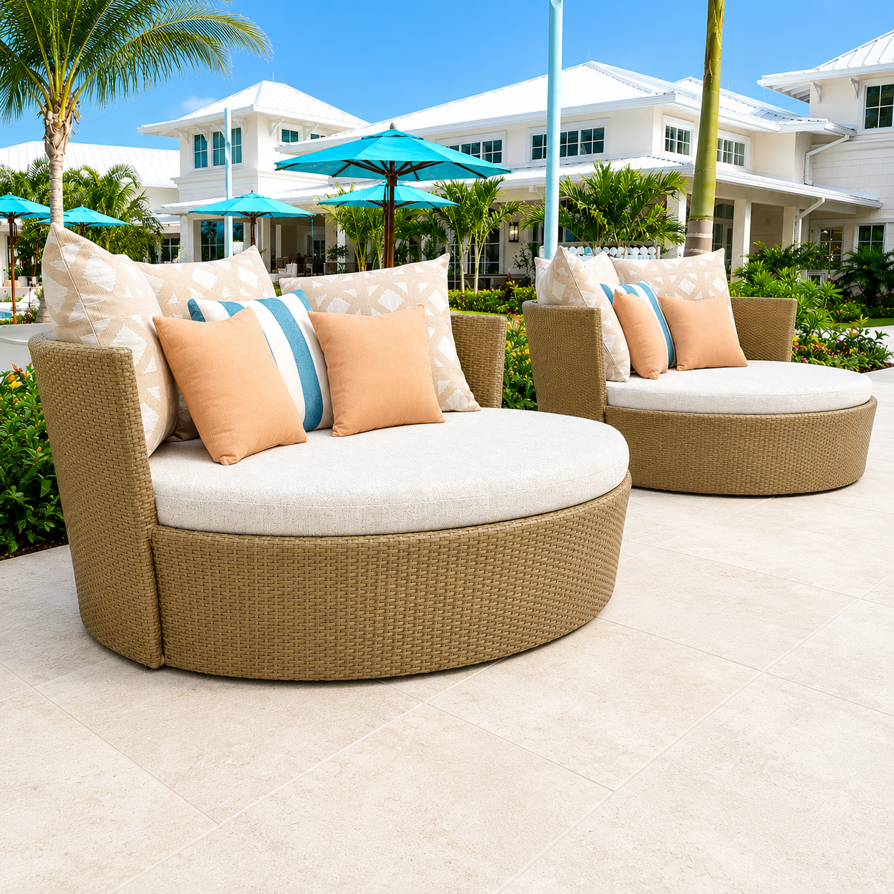Round Wicker Daybed